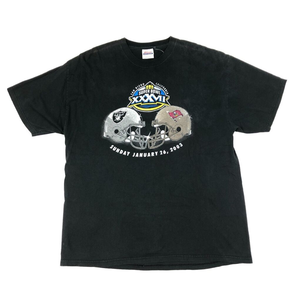 2003 Super Bowl 37 Raiders Buccaneers Tee T Shirt Size XL NFL B4